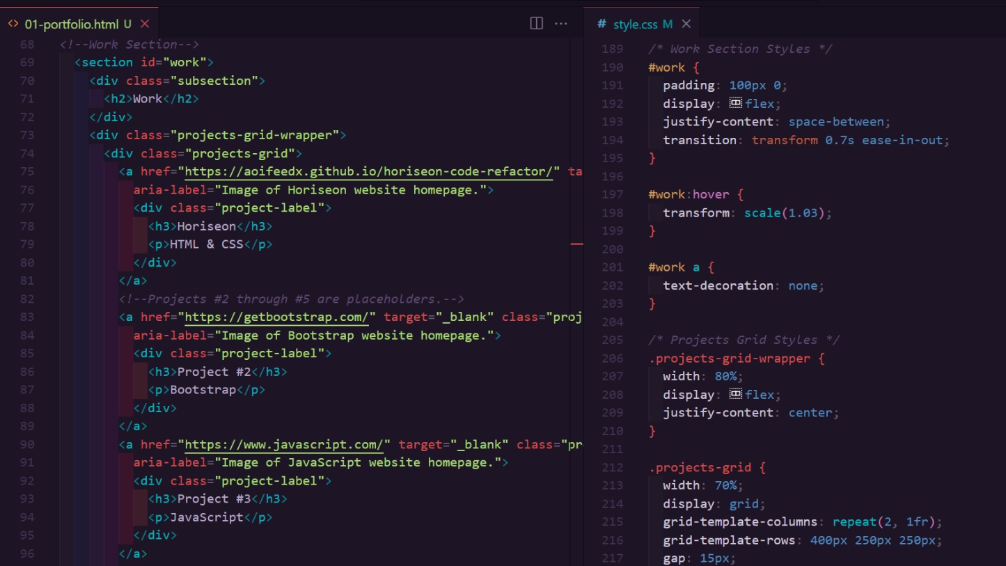 A screen showing HTML and CSS code.